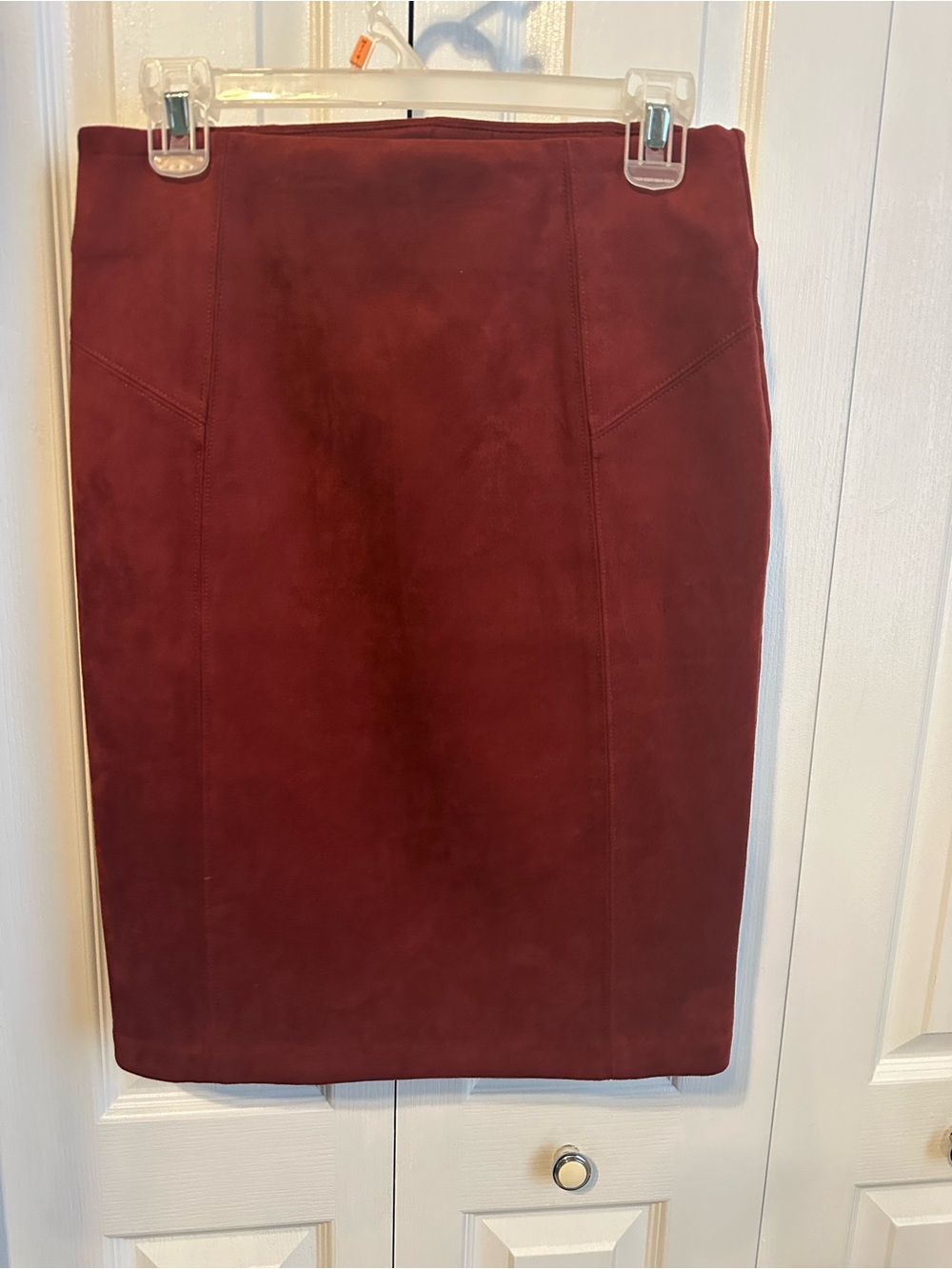 Suede Pencil Skirt - Deep Elegant Rust